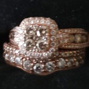 LeVian 14k Rose Gold Ring with Chocolate and White Diamonds parate Wedding band.